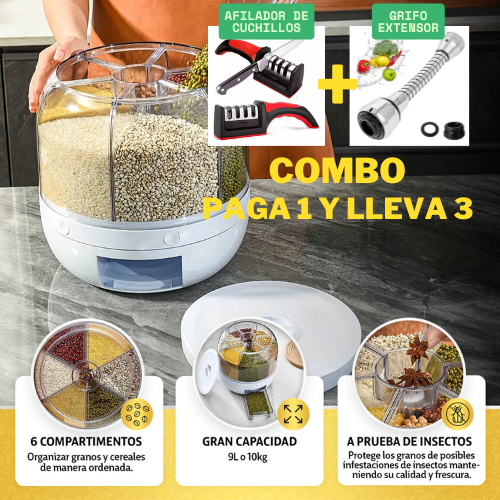 Dispensador giratorio + Afilador + Grifo extensor